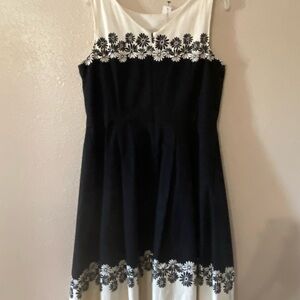 Talbots Black and White Daisy Midi Dress